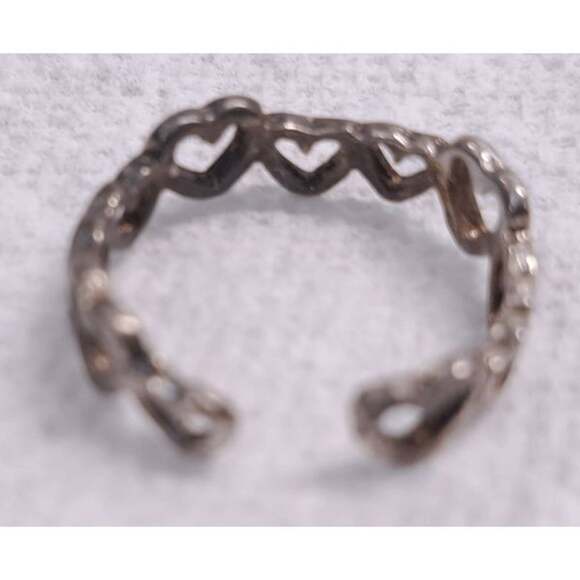 New Old Stock Toe or Finger Open Size Ring Sterling Silver Plated Hearts Tarnish - Picture 9 of 9